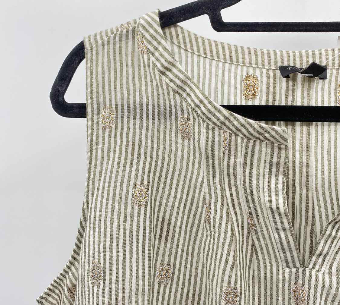 Talbots Women's Size 1X Tan Stripe Sleeveless Shirt
