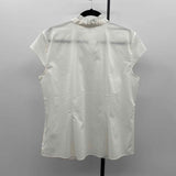 Brooks Brothers Women's Size L White Solid Short Sleeve Shirt