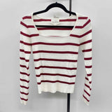 Pinque Women's Size S White Stripe Long Sleeve Shirt