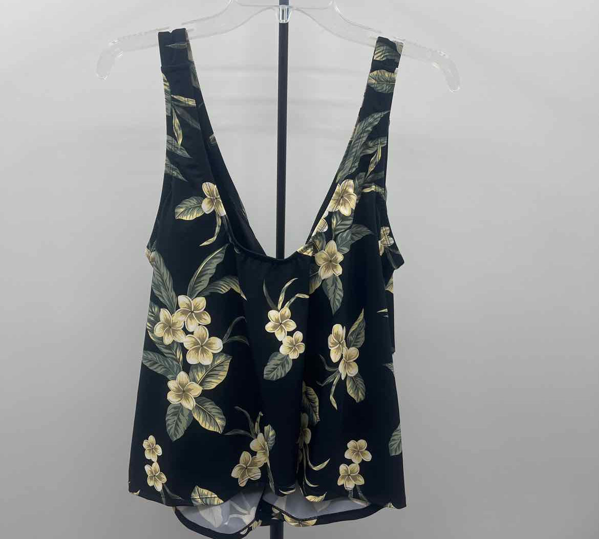Lands End Women's Size 22W Black Floral Swimsuit - Separate