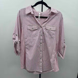 NY Collection Women's Size 1X Magenta Stripe Long Sleeve Shirt