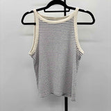 J Crew Women's Size L Navy Stripe Sleeveless Shirt