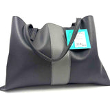 VINCE CAMUTO Black Pebbled Leather Double-Handled Tote Bag Purse