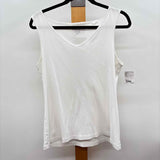 Chico's Women's Size 1 White Solid Sleeveless Shirt