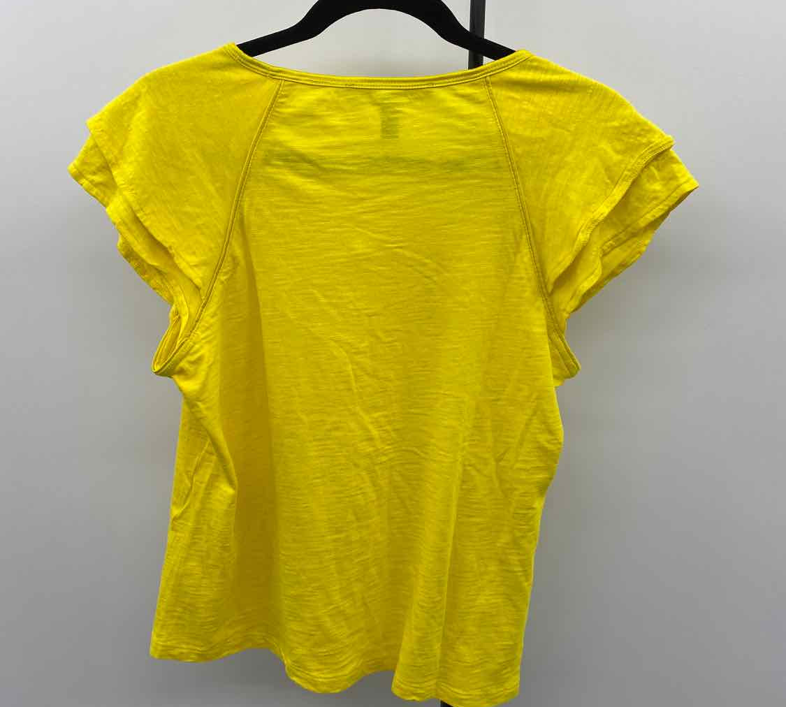 White House Black Market Women's Size M Yellow Solid Short Sleeve Shirt