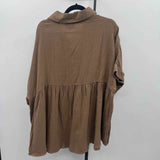 Andree Women's Size 3X Brown Textured Short Sleeve Shirt