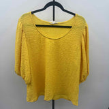 terra & sky Women's Size 3X Yellow Textured Short Sleeve Shirt