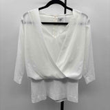 CABI Women's Size XS White Solid Long Sleeve Shirt