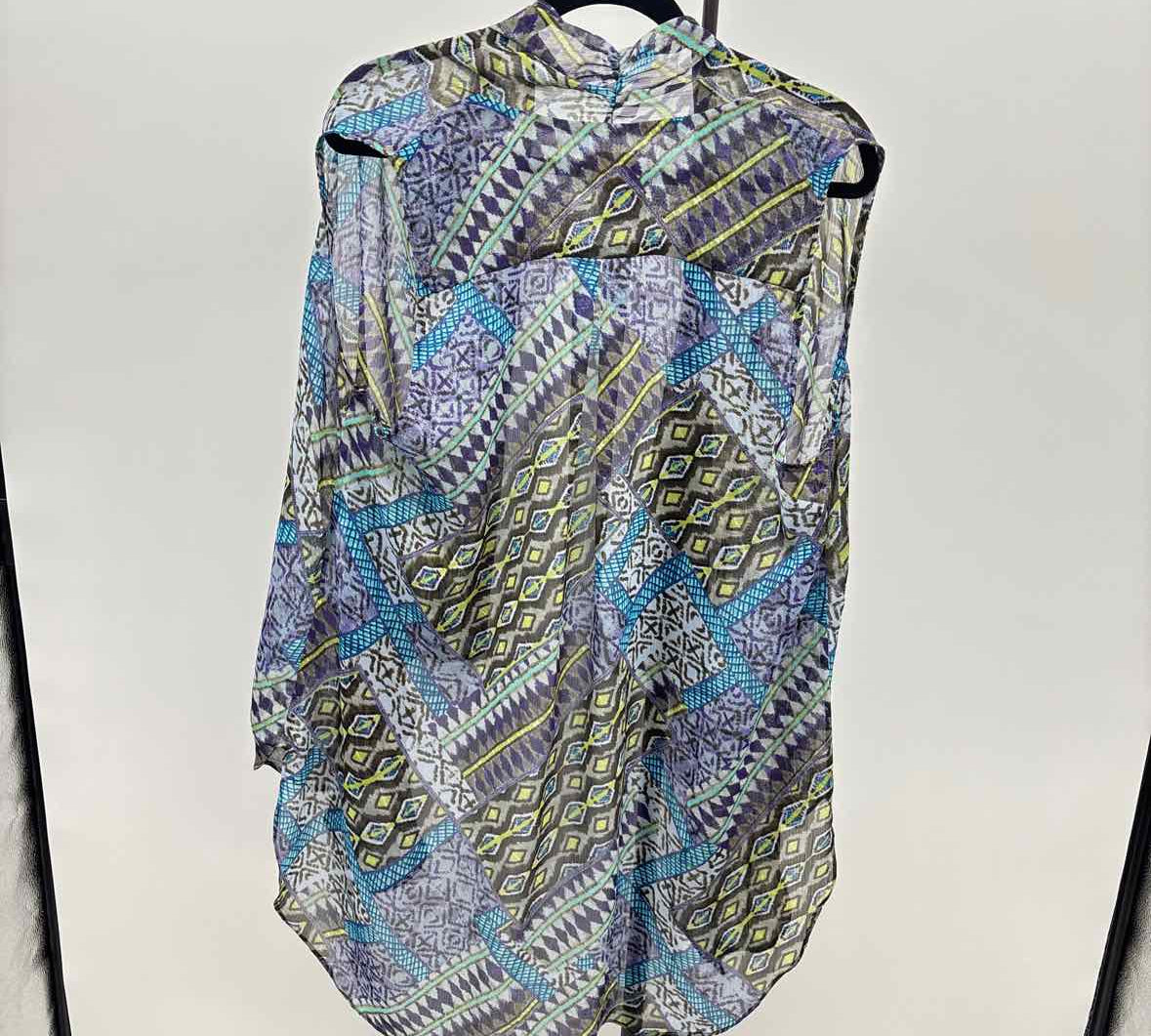 Chico's Women's Size L Blue Patchwork Cardigan