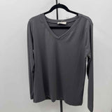 Zenana Women's Size 1X Charcoal Solid Long Sleeve Shirt