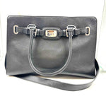 MICHAEL KORS Black Pebble Leather Handled HAMILTON Tote Bag Purse w/Crossbody Strap