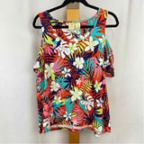 Caribbean Joe Women's Size L Orange Floral Short Sleeve Shirt