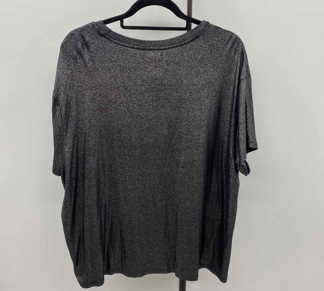 edgely Women's Size 1X Black Shimmer Short Sleeve Shirt