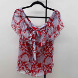 Tommy Hilfiger Women's Size M Red Floral Short Sleeve Shirt
