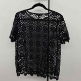 Banana Republic Women's Size LP Black Lace Short Sleeve Shirt