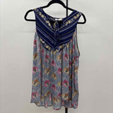 Umgee Women's Size S Blue Floral Sleeveless Shirt