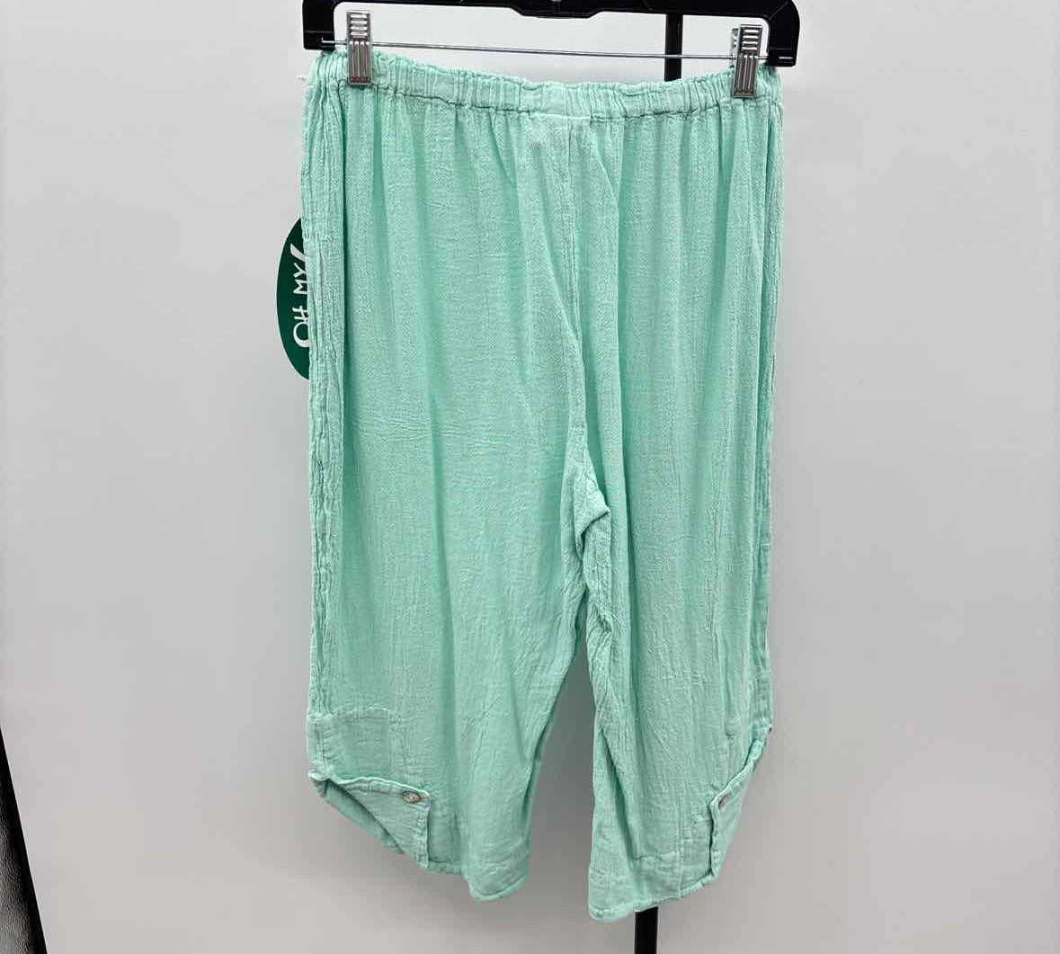 Oh My Gauze Women's Size 12/14 Green Textured Capris