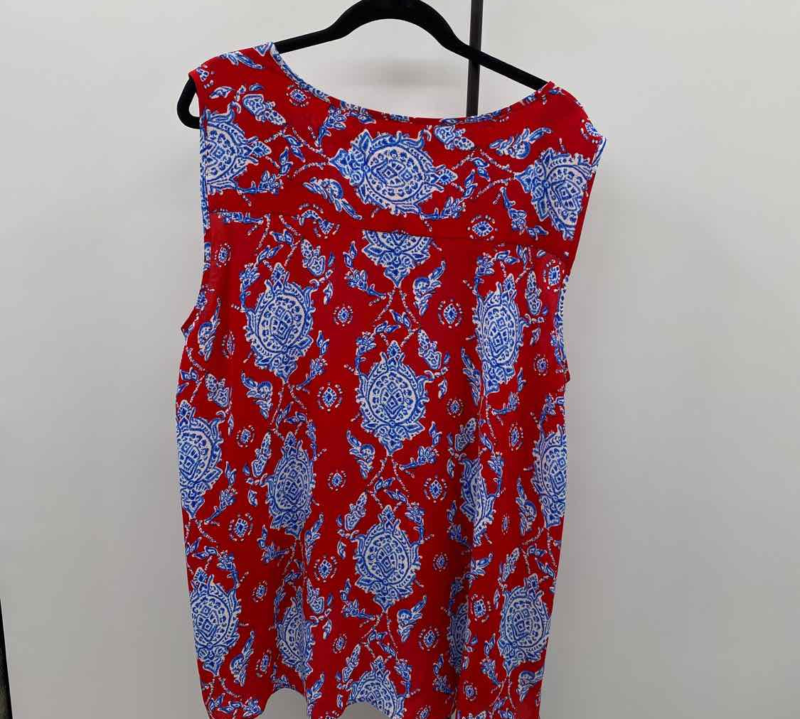 Style & Co. Women's Size XXL Red Damask Sleeveless Shirt