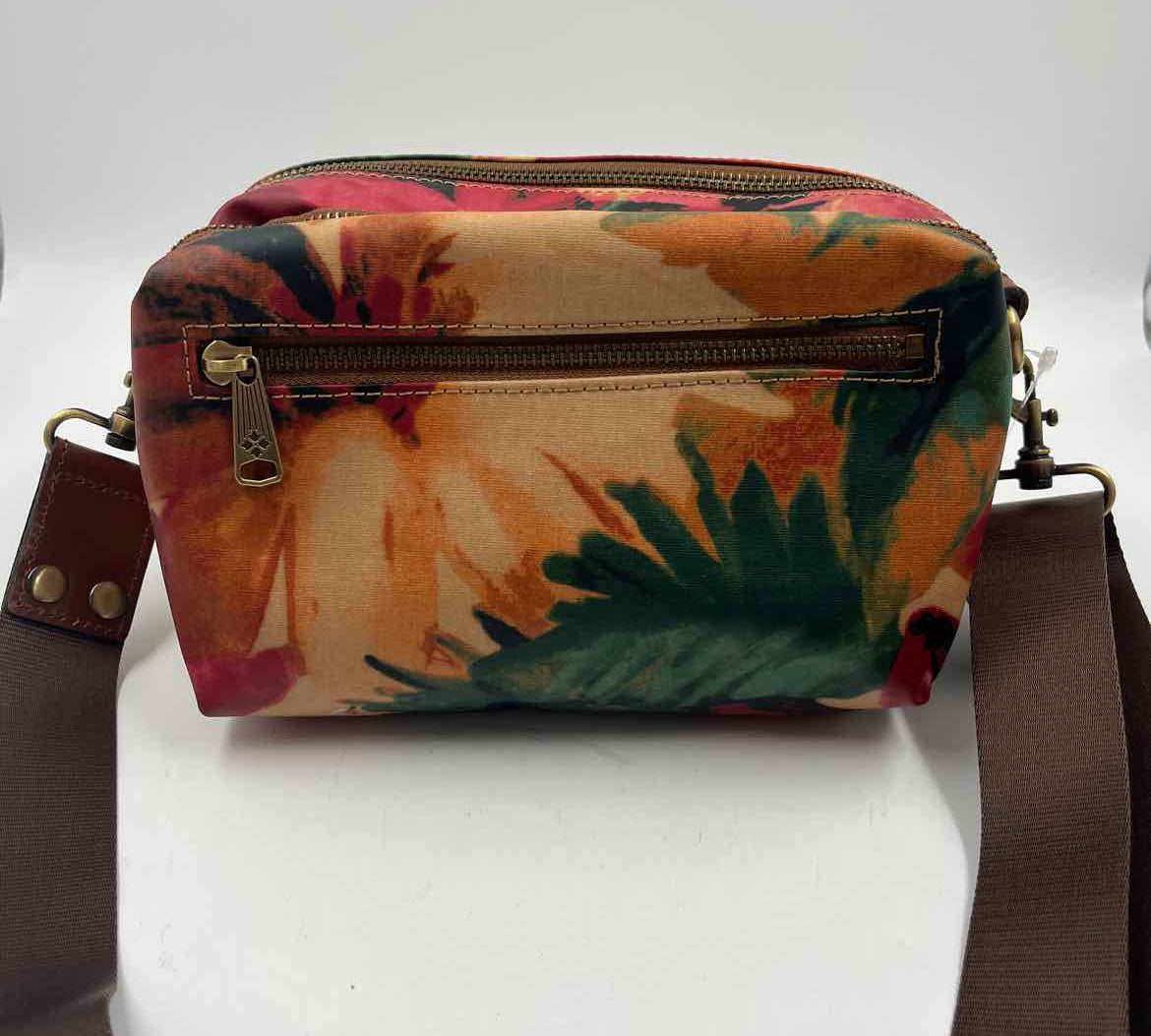 PATRICIA NASH Tan Floral Coated Canvas PIPER Camera Bag Crossbody Purse