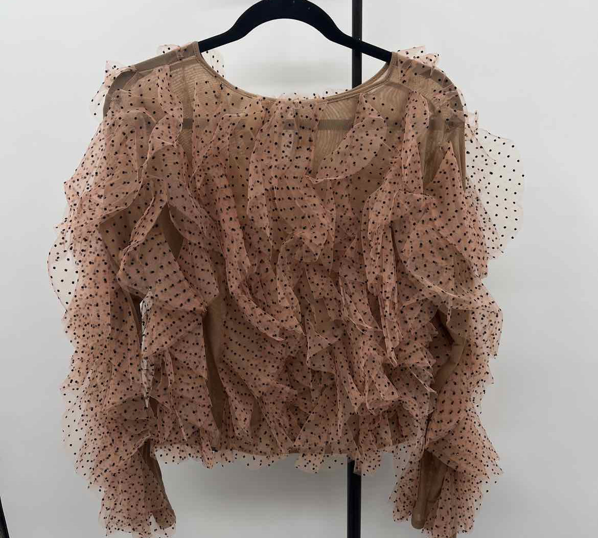 DOLAN Junior's Size L Mocha dotted Long Sleeve Shirt