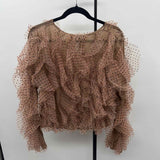 DOLAN Junior's Size L Mocha dotted Long Sleeve Shirt