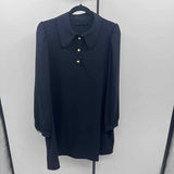 Tara Jarmon Women's Size 12 Navy Solid Dress