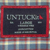 Untuckit Men's Size L Blue Checkered Long Sleeve Shirt