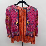 Bhanuni By Jyoti Women's Size M Orange Multi-Pattern Long Sleeve Shirt