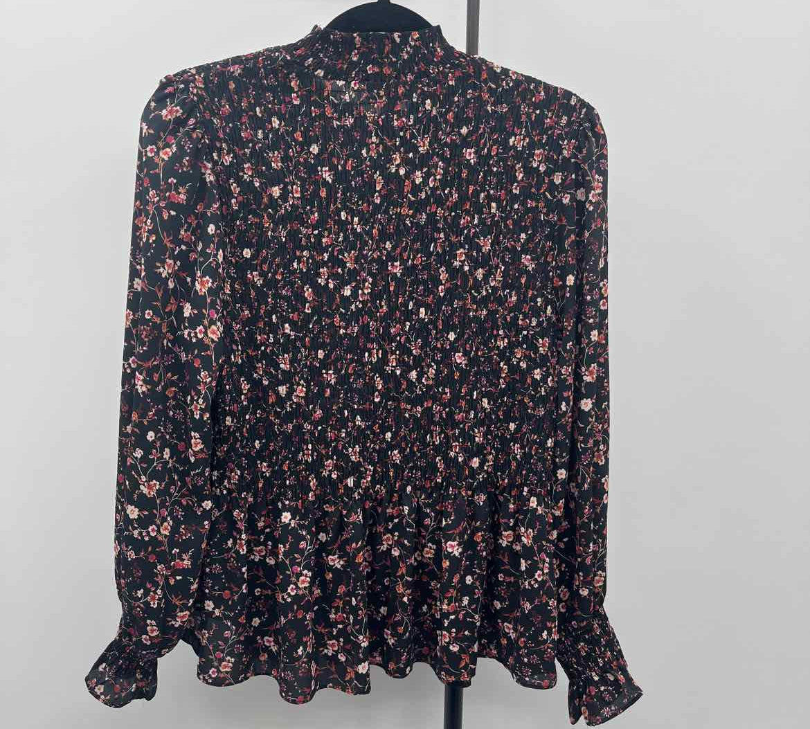 Ophelia Roe Women's Size XL Black Floral Long Sleeve Shirt