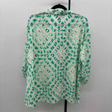C wonder Women's Size M Green Squares Long Sleeve Shirt