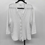 Rebecca Malone Women's Size LP White Textured Long Sleeve Shirt