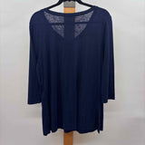 Chico's Women's Size L Navy Solid Long Sleeve Shirt