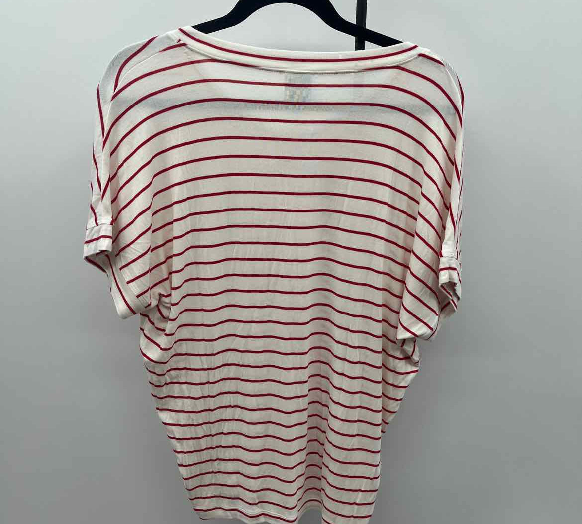 CABI Women's Size S Red Stripe Short Sleeve Shirt