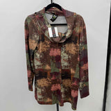 pure essence Women's Size M maroon Abstract Long Sleeve Shirt