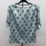 Loft Women's Size L Blue Floral Short Sleeve Shirt