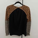 THML Women's Size L Black Animal Print Long Sleeve Shirt