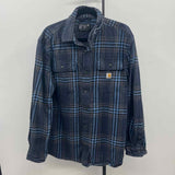 carhartt Men's Size M Blue Plaid Long Sleeve Shirt
