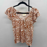 Maeve Junior's Size M Caramel Swirls Short Sleeve Shirt