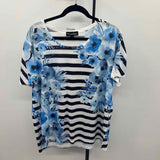 Creation Women's Size XXL Blue Floral Short Sleeve Shirt