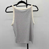 J Crew Women's Size L Navy Stripe Sleeveless Shirt