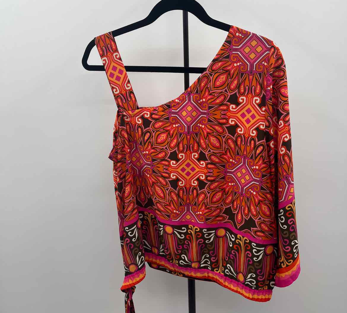 Chico's Women's Size L Orange medallion Long Sleeve Shirt