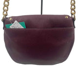 Back MICHAEL KORS Wine Pebbled Leather BEDFORD STUD Shoulder Bag Purse