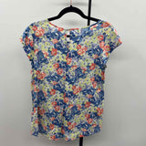 rose & rhyme Women's Size S Blue Floral Short Sleeve Shirt