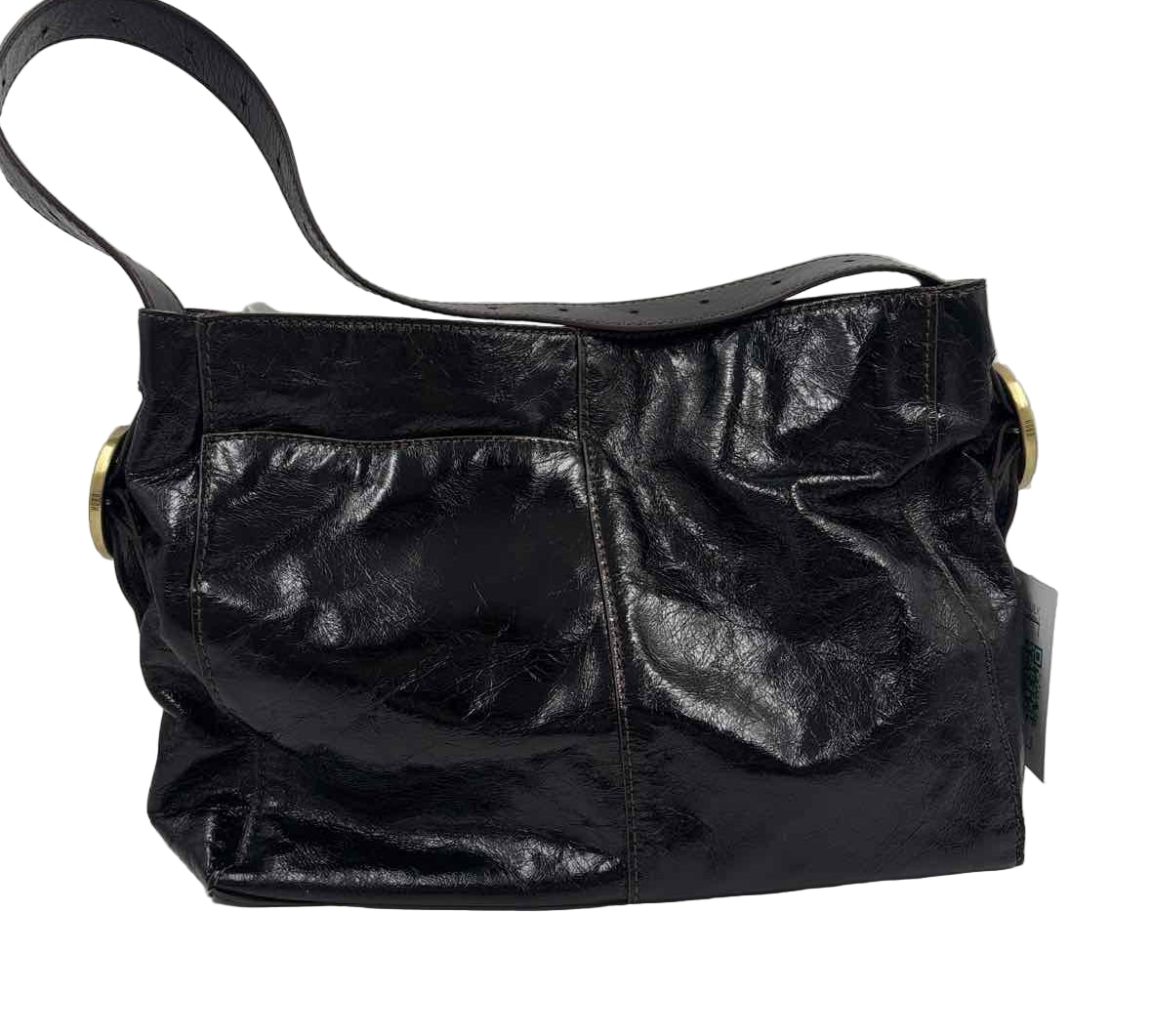 HOBO Black Polished Leather RENDER Shoulder Bag Purse