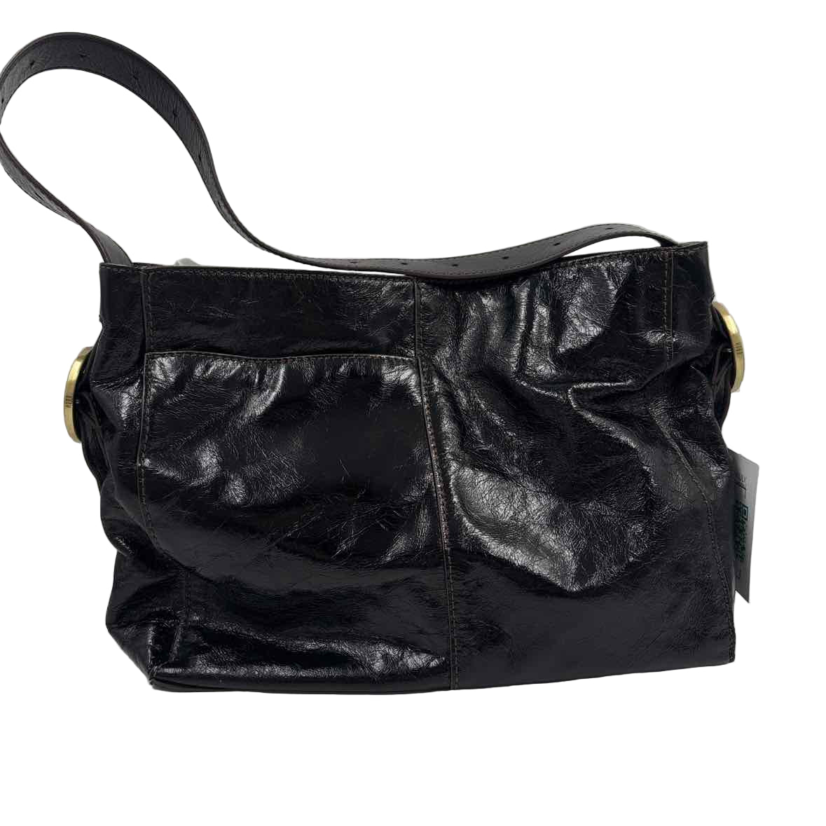 HOBO Black Polished Leather RENDER Shoulder Bag Purse