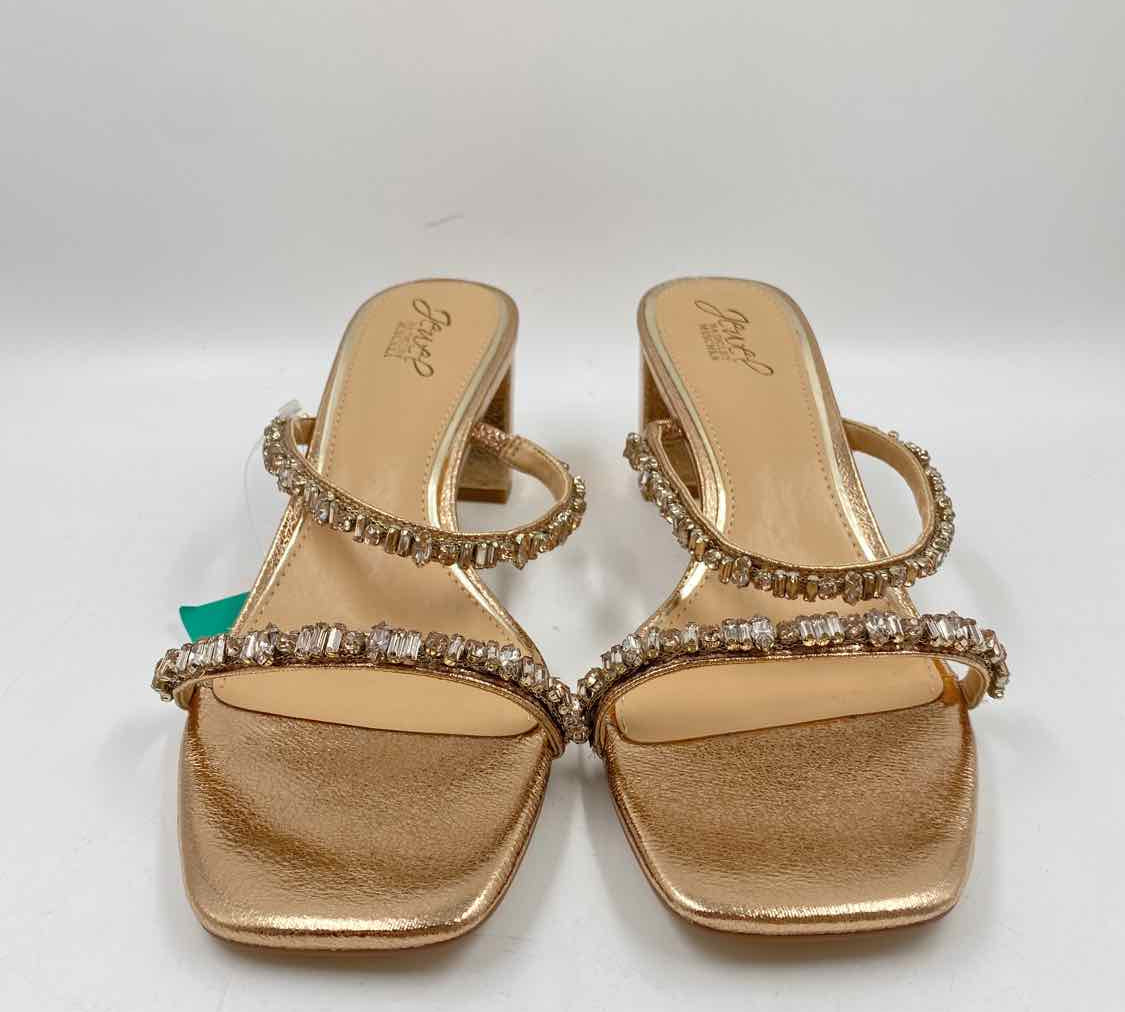 Badgley Mischka Women's Shoe Size 10 Gold Rhinestones Sandals