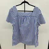 Talbots Women's Size 1X Blue Stripe Short Sleeve Shirt