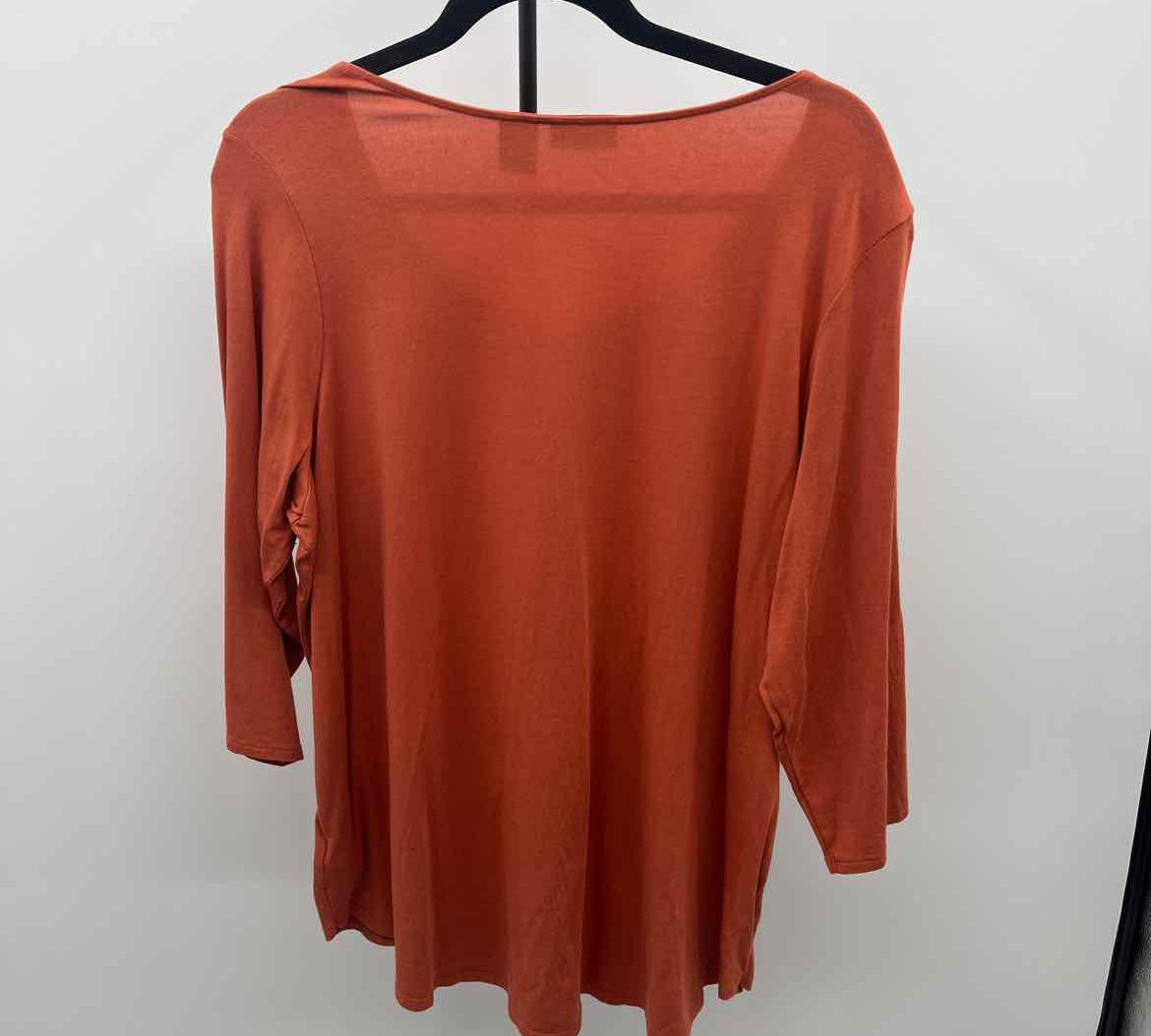 Tahari Women's Size 1X Pumpkin Solid Long Sleeve Shirt