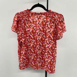 Melloday Women's Size S Fuschia Floral Short Sleeve Shirt