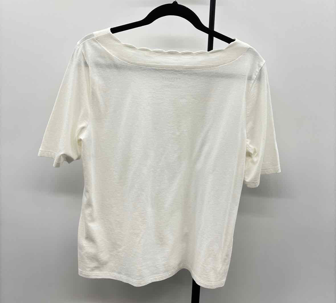 Talbots Women's Size LP White Solid Short Sleeve Shirt